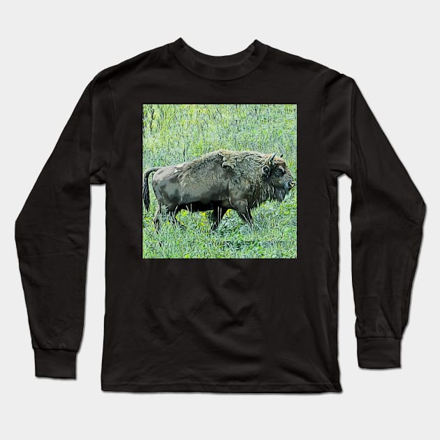 bison Long Sleeve T-Shirt by gawelprint